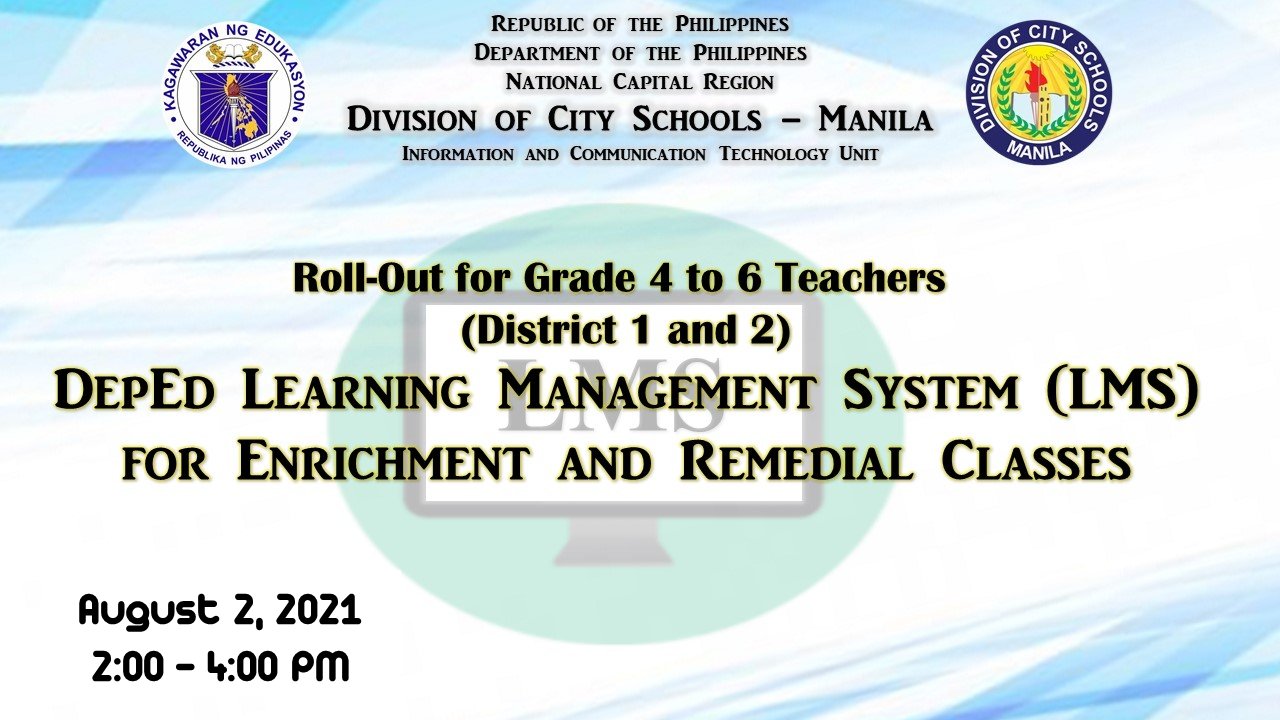 DepEd Learning Management System (LMS) for  Enrichment and Remedial Classes 